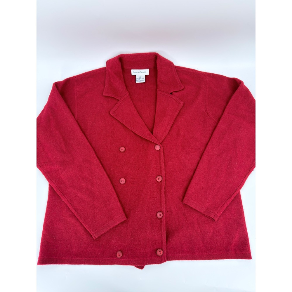 Robert Scott Cardigan Sweater Double Breasted 90s Vintage Womens XL Red Wool